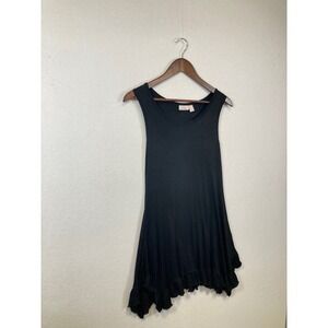 LoGo Layers Black Ruffled Hem Tank Dress Tunic Top Womens XS